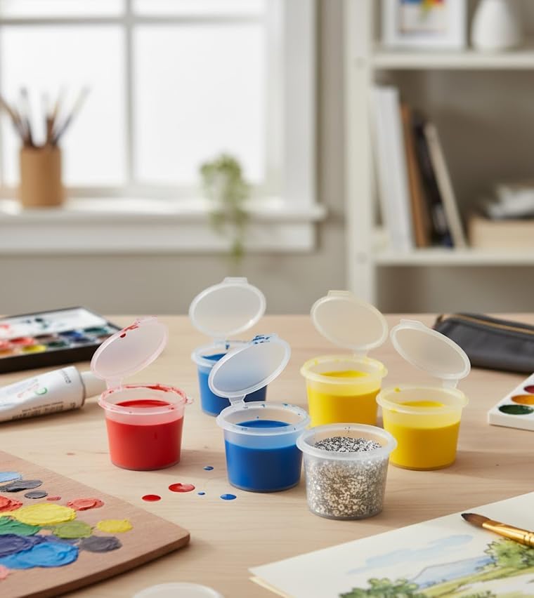 Vasos de Plástico Transparentes GSP de 1oz con Tapa Plegable – A Prueba de Fugas, Apilables y Duraderos para Preparación de Comidas, Salsas, - imagen 7