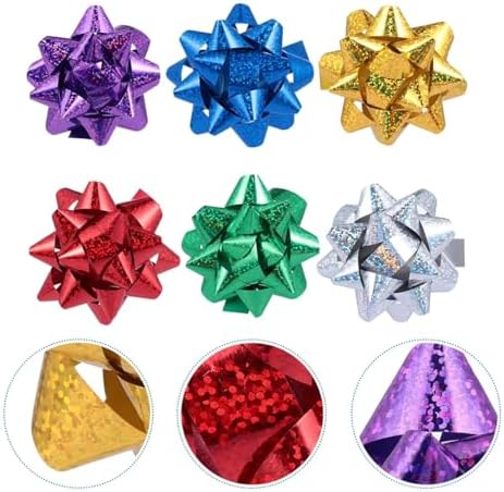 50 Piezas de Lazos de Regalo Coloridos de 1 Pulgada, Lazos Metálicos en Forma de Estrella para Fiestas y Regalos, Suministros para Empaque de Regalos - imagen 3