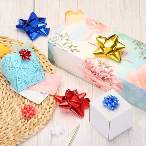 50 Piezas de Lazos de Regalo Coloridos de 1 Pulgada, Lazos Metálicos en Forma de Estrella para Fiestas y Regalos, Suministros para Empaque de Regalos - imagen 4