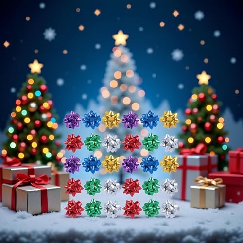 50 Piezas de Lazos de Regalo Coloridos de 1 Pulgada, Lazos Metálicos en Forma de Estrella para Fiestas y Regalos, Suministros para Empaque de Regalos - imagen 7
