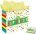 Set de Bolsas de Regalo de Fiesta de Amigos de Caricatura de 13 con Tarjeta de Felicitación y Papel de Seda, Verde, Azul y Rojo, Ideal para - imagen 1