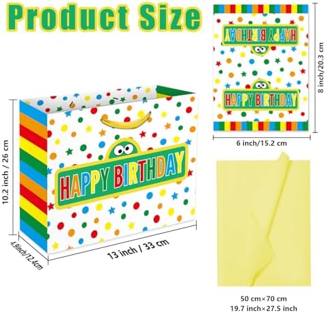 Set de Bolsas de Regalo de Fiesta de Amigos de Caricatura de 13 con Tarjeta de Felicitación y Papel de Seda, Verde, Azul y Rojo, Ideal para - imagen 3