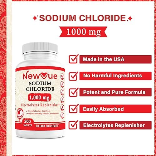 Tabletas de Cloruro de Sodio NewVue 1000mg, 200 Tabletitas - Tabletas de Sal, Sin OGM, Sin Gluten - imagen 2