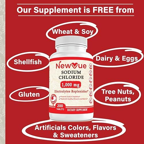 Tabletas de Cloruro de Sodio NewVue 1000mg, 200 Tabletitas - Tabletas de Sal, Sin OGM, Sin Gluten - imagen 3