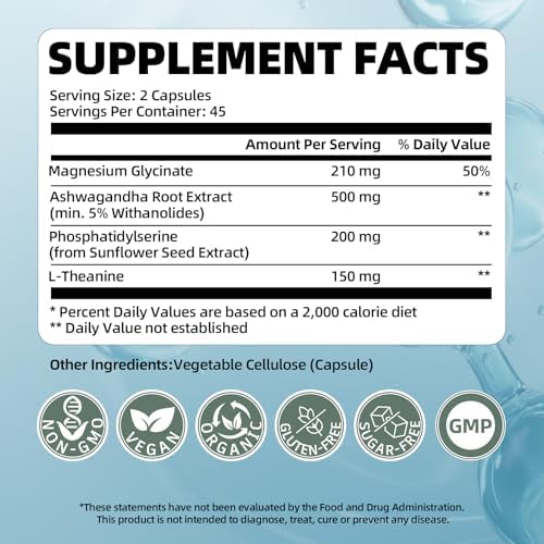 Suplemento de Cortisol VitaHarbor para Hombres y Mujeres, Reductor 4 en 1 con Magnesio, Ashwagandha, Fosfatidilserina y L-Teanina, 90 Cápsulas - imagen 4