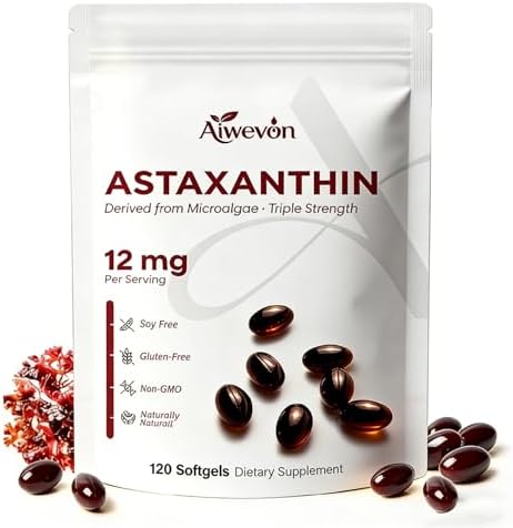 Suplemento de Astaxantina 12mg en Softgels, Astaxantina Natural de Microalgas con Aceite MCT para Mejor Absorción, Antioxidante Potente para Piel, - imagen 1