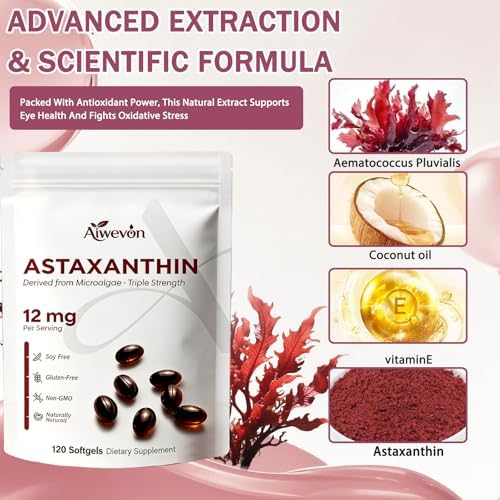 Suplemento de Astaxantina 12mg en Softgels, Astaxantina Natural de Microalgas con Aceite MCT para Mejor Absorción, Antioxidante Potente para Piel, - imagen 3