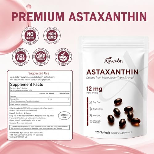 Suplemento de Astaxantina 12mg en Softgels, Astaxantina Natural de Microalgas con Aceite MCT para Mejor Absorción, Antioxidante Potente para Piel, - imagen 7
