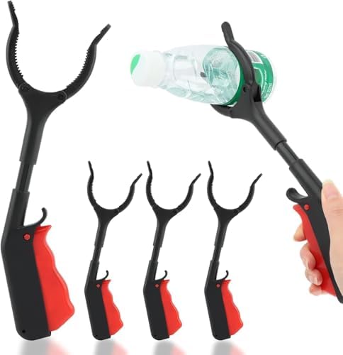 Herramienta de Agarre de Basura 4 piezas 30 cm 12 pulgadas, Pinza Ligera y Portátil para Recoger Basura, Ideal para Adultos y Personas Mayores, Negro - imagen 1