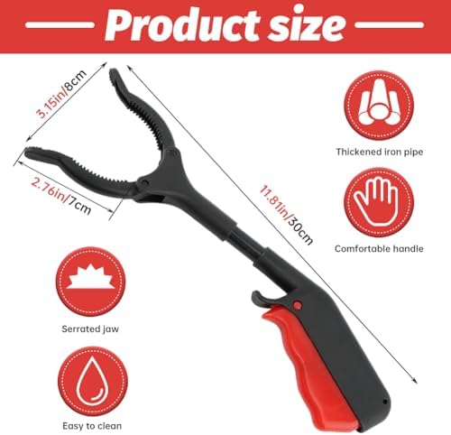 Herramienta de Agarre de Basura 4 piezas 30 cm 12 pulgadas, Pinza Ligera y Portátil para Recoger Basura, Ideal para Adultos y Personas Mayores, Negro - imagen 2
