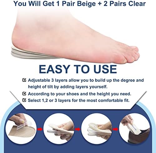 Plantillas Correctivas Urwalk de 3 Capas para Supinación y Pronación - Cuñas Adhesivas de Gel para Alivio de Dolor de Rodillas, 6 Piezas (Beige) - imagen 3
