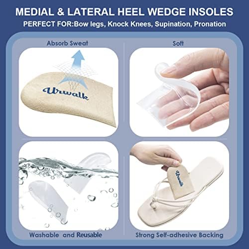 Plantillas Correctivas Urwalk de 3 Capas para Supinación y Pronación - Cuñas Adhesivas de Gel para Alivio de Dolor de Rodillas, 6 Piezas (Beige) - imagen 5