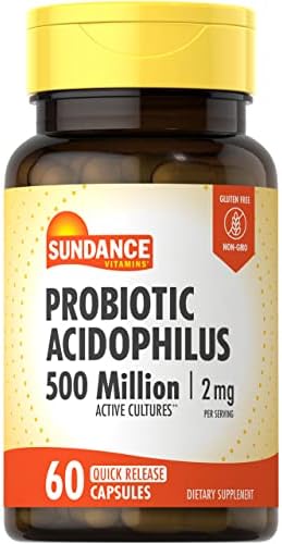 Sundance Probiotic Acidophilus | 500 Millones de Culturas Activas | 60 Cápsulas de Liberación Rápida | Suplemento Sin OGM y Sin Gluten - imagen 1