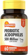 Sundance Probiotic Acidophilus | 500 Millones de Culturas Activas | 60 Cápsulas de Liberación Rápida | Suplemento Sin OGM y Sin Gluten - imagen 1