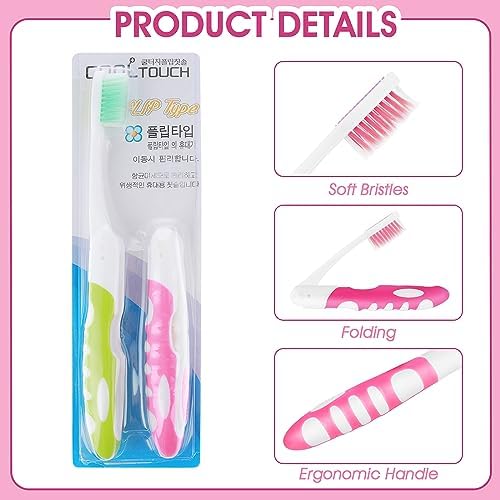 Cepillos de Dientes Portátiles Ouligay 2 Piezas - Cepillos de Viaje Plegables para Camping y Senderismo, Pequeños y Suaves - imagen 4