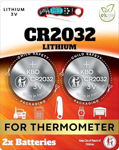 Kit de Reemplazo de Batería para Termómetros de Carne (2 Piezas) CR2032 - Compatible con la Mayoría de Marcas - Batería de Moneda para Termómetros de - imagen 1