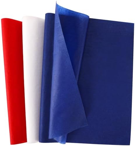 Papel de Regalo Patriótico SANNIX de 100 Hojas para el 4 de Julio en Rojo, Blanco y Azul, 19.7x13.8 Pulgadas, Decoración para Fiestas y Manualidades - imagen 1
