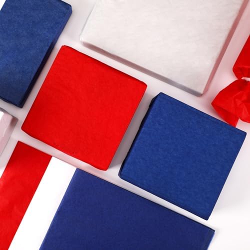 Papel de Regalo Patriótico SANNIX de 100 Hojas para el 4 de Julio en Rojo, Blanco y Azul, 19.7x13.8 Pulgadas, Decoración para Fiestas y Manualidades - imagen 3