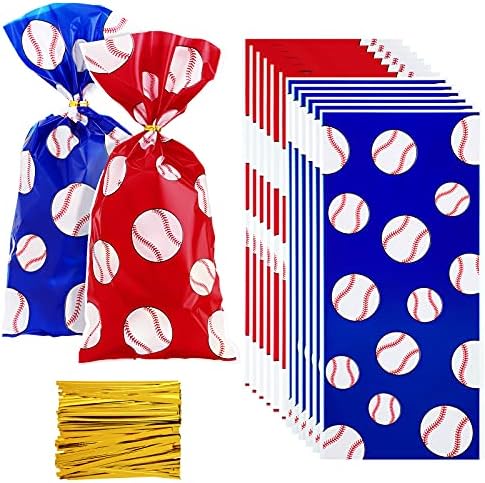 Outus 100 Piezas de Bolsas de Regalo de Beisbol en Celofán con Cierres Dorados, Bolsas Transparentes para Snacks, Dulces y Galletas, Favor de Fiesta - imagen 1