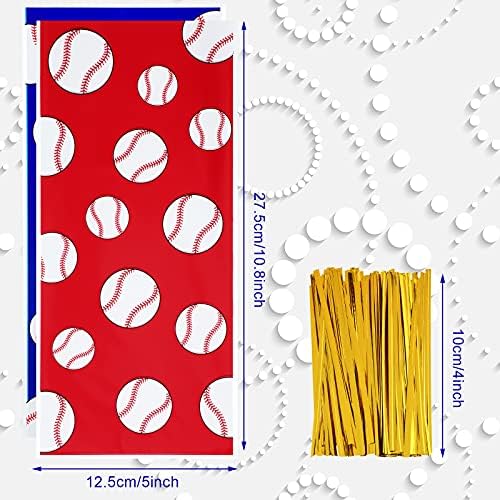Outus 100 Piezas de Bolsas de Regalo de Beisbol en Celofán con Cierres Dorados, Bolsas Transparentes para Snacks, Dulces y Galletas, Favor de Fiesta - imagen 2