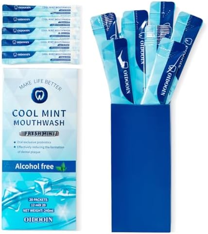 Enjuague Bucal de Menta Fuerte Sin Alcohol para Adultos, Tamaño de Viaje Aprobado por TSA, Previene Caries, Sin Flúor (0.41 Fl Oz, Paquete de 20) - imagen 1