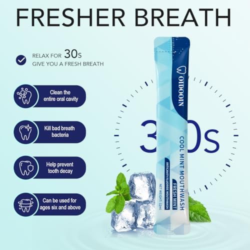 Enjuague Bucal de Menta Fuerte Sin Alcohol para Adultos, Tamaño de Viaje Aprobado por TSA, Previene Caries, Sin Flúor (0.41 Fl Oz, Paquete de 20) - imagen 3