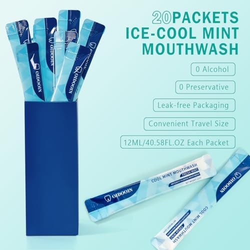 Enjuague Bucal de Menta Fuerte Sin Alcohol para Adultos, Tamaño de Viaje Aprobado por TSA, Previene Caries, Sin Flúor (0.41 Fl Oz, Paquete de 20) - imagen 4