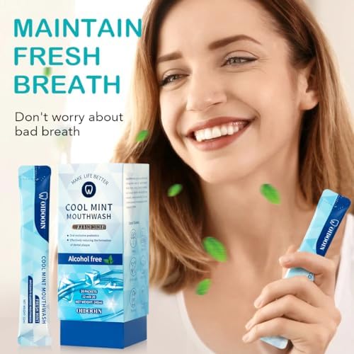 Enjuague Bucal de Menta Fuerte Sin Alcohol para Adultos, Tamaño de Viaje Aprobado por TSA, Previene Caries, Sin Flúor (0.41 Fl Oz, Paquete de 20) - imagen 5