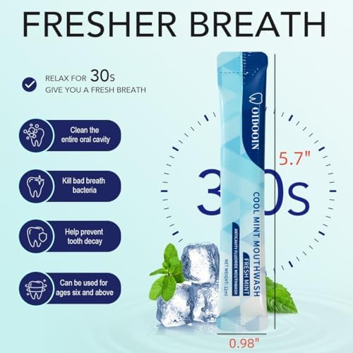 Enjuague Bucal de Menta Fuerte Sin Alcohol para Adultos, Tamaño de Viaje Aprobado por TSA, Previene Caries, Sin Flúor (0.41 Fl Oz, Paquete de 20) - imagen 7