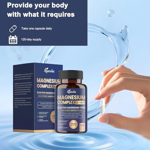 Complejo de Magnesio 700mg, Suplemento Vegano 12 en 1 con Glicinato, Citrato, Malato, Óxido, Taurato y Orotato, Alta Absorción para Sueño, Músculos, - imagen 6