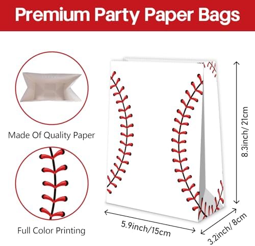 Bolsas de Regalo de Béisbol BQN 12 Piezas - Bolsas de Dulces para Fiesta de Béisbol, Sorpresas para Niños y Niñas, Decoración de Fiesta - imagen 7