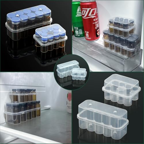 Juego de Soporte para Refrigerador con 20 Compartimentos para Viales de Insulina y Péptidos, Organizador de Botellas de 10 mL y Viales de 3 mL, - imagen 3