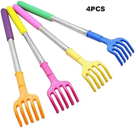 Qaoquda (Paquete de 4) Rascadores de Espalda Telescópicos Portátiles de Plástico con Mangos de Goma y Masajeador de Mano - imagen 2