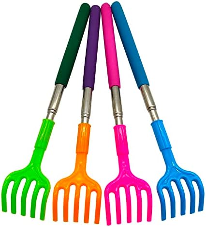Qaoquda (Paquete de 4) Rascadores de Espalda Telescópicos Portátiles de Plástico con Mangos de Goma y Masajeador de Mano - imagen 6
