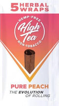 High Tea Envolturas Herbales Naturales Sin Tabaco - Durazno Puro - 25 Envolturas Autopreparables de Hojas de Té - imagen 1