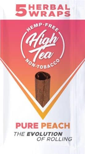 High Tea Envolturas Herbales Naturales Sin Tabaco - Durazno Puro - 25 Envolturas Autopreparables de Hojas de Té - imagen 1