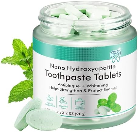 Tabletas de Pasta Dental 150pcs Masticables Blanqueadoras - Pasta de Hidroxiapatita Nano para Dientes Sensibles y Antiplaque, Menta Natural, Sin - imagen 1