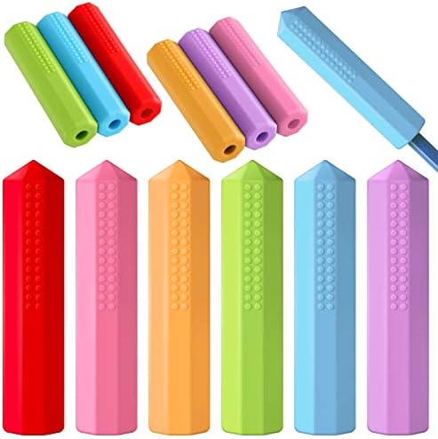 Set de 6 Puntas de Lápiz Sensory Eersida, Silicona Masticable para Necesidades Motoras Orales (Rojo, Rosa, Naranja, Púrpura, Azul, Verde) - imagen 1