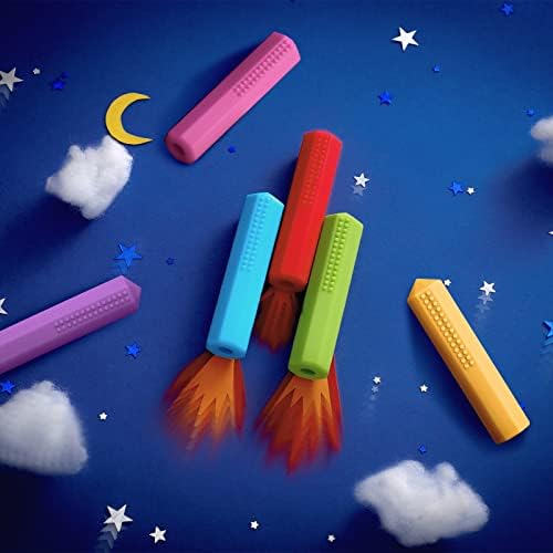 Set de 6 Puntas de Lápiz Sensory Eersida, Silicona Masticable para Necesidades Motoras Orales (Rojo, Rosa, Naranja, Púrpura, Azul, Verde) - imagen 5