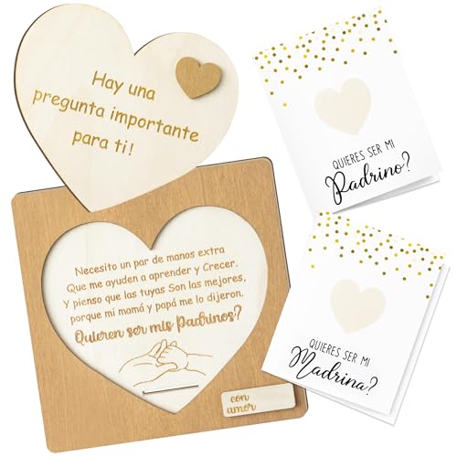 CJiangpo 3 Piezas Regalo de Propuesta para Padrinos, Ideas de Tarjetas para Madrina y Padrino, Anuncio de Bautizo, Regalo de Dioshijo - imagen 1