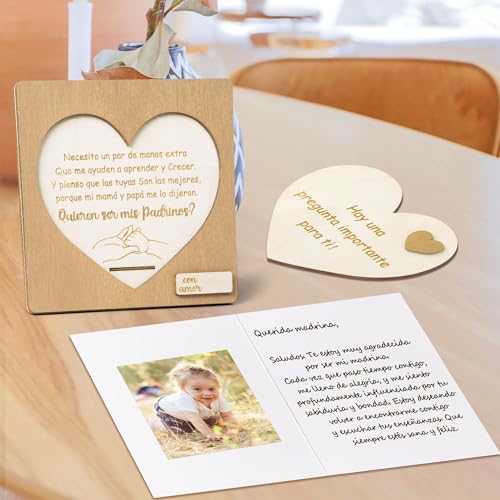 CJiangpo 3 Piezas Regalo de Propuesta para Padrinos, Ideas de Tarjetas para Madrina y Padrino, Anuncio de Bautizo, Regalo de Dioshijo - imagen 4
