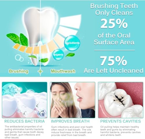 Aceite de Coco SDJUFEI para Enjuague Bucal, 20 Sachets de Aceite para Jalar, Tamaño de Viaje, con Coco y Menta, Natural y Efectivo para Dientes - imagen 4