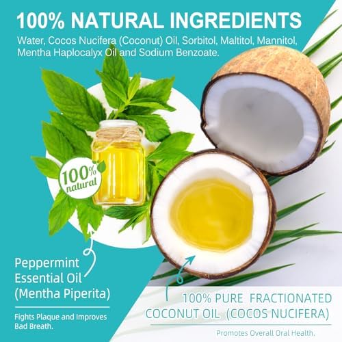 Aceite de Coco SDJUFEI para Enjuague Bucal, 20 Sachets de Aceite para Jalar, Tamaño de Viaje, con Coco y Menta, Natural y Efectivo para Dientes - imagen 6