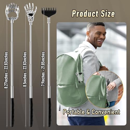 Juego de 4 Rascadores de Espalda Extendibles para Hombres y Mujeres, Regalos para el Día de San Valentín y Cumpleaños, Herramienta Masajeadora para - imagen 4