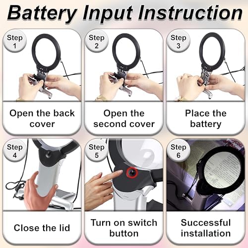 Lupa de Mano ARSUK con Luz, Lente 2X y Aumento 6X, Lupa LED Colgante para Personas Mayores, Costura, Lectura y Manualidades - imagen 6