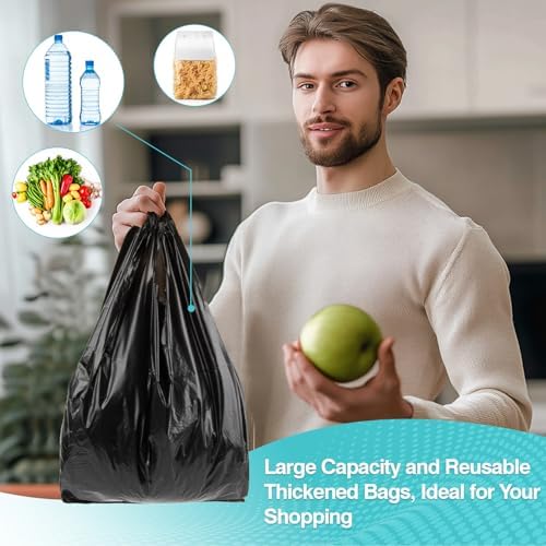 Bolsas de Basura - Paquete de 35 Bolsas de 4 Galones con Asa, Bolsas de Plástico Negras para Baño, Cocina y Oficina, Resistentes y de Gran Capacidad - imagen 2