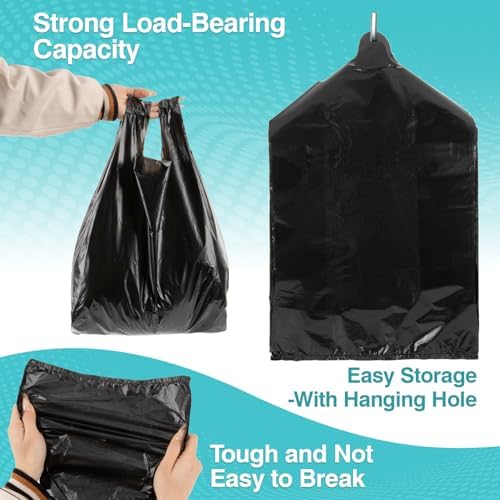 Bolsas de Basura - Paquete de 35 Bolsas de 4 Galones con Asa, Bolsas de Plástico Negras para Baño, Cocina y Oficina, Resistentes y de Gran Capacidad - imagen 5