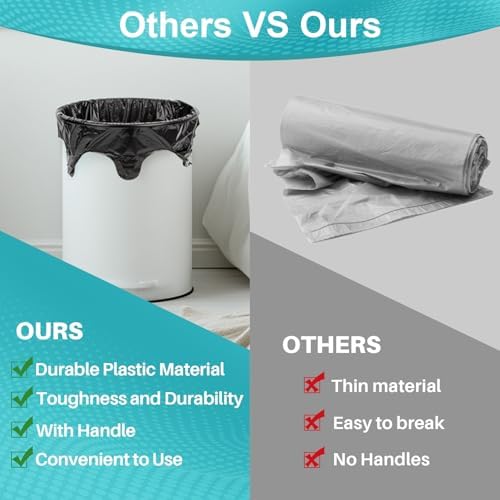 Bolsas de Basura - Paquete de 35 Bolsas de 4 Galones con Asa, Bolsas de Plástico Negras para Baño, Cocina y Oficina, Resistentes y de Gran Capacidad - imagen 7