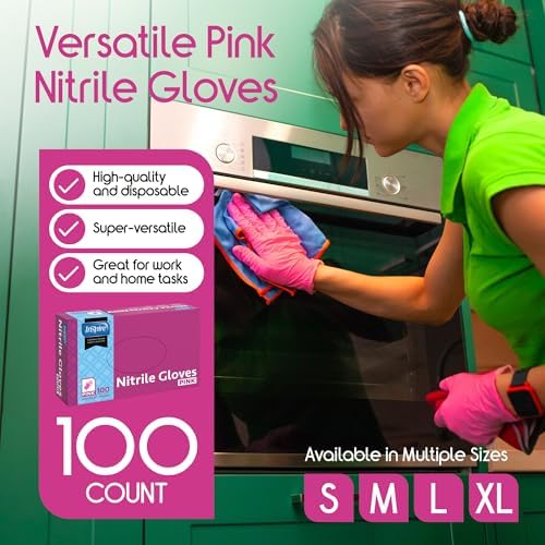 Guantes Desechables Inspire Rosa Sin Látex | Guantes de Nitrilo Rosa para Salón de Uñas y Tinte de Cabello | Nitrilo Desechable para Esteticistas | - imagen 2