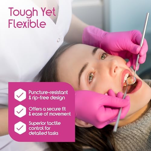 Guantes Desechables Inspire Rosa Sin Látex | Guantes de Nitrilo Rosa para Salón de Uñas y Tinte de Cabello | Nitrilo Desechable para Esteticistas | - imagen 4